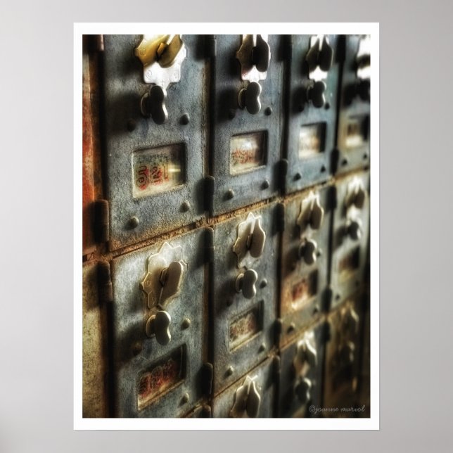 Vintage Post Office Boxes Poster Print (Front)
