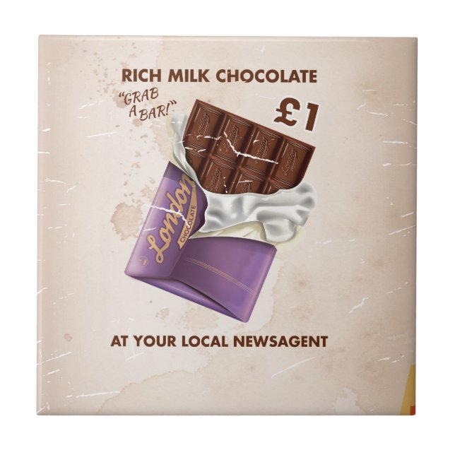 Vintage Post-War Chocolate Advertisement Ceramic Tile (Front)