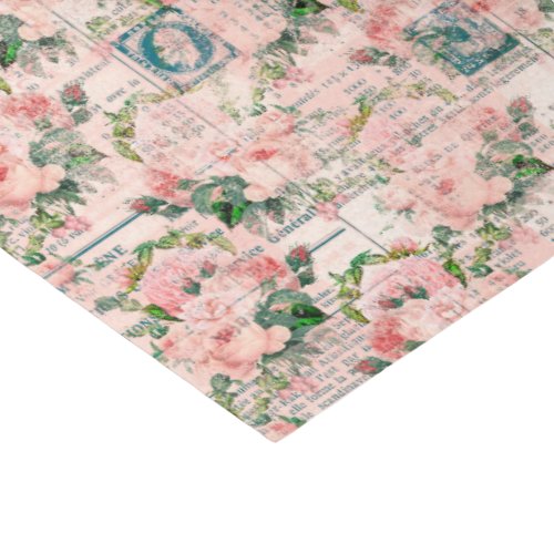 Vintage Postage and Pink Floral Tissue Paper