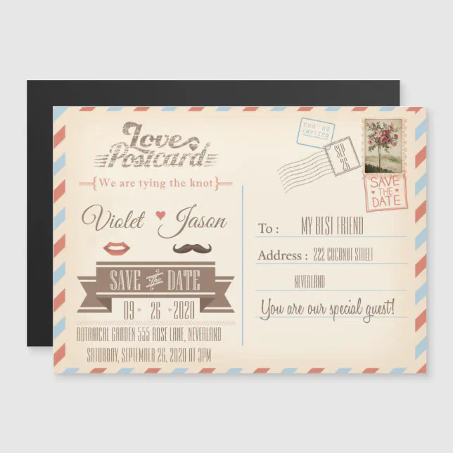 Postmaster Invitastion Vintage Postage Magnetic Invitation | Zazzle