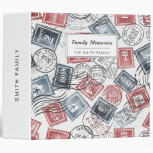 Vintage Postage Stamp Collage Pattern (1) 3 Ring Binder