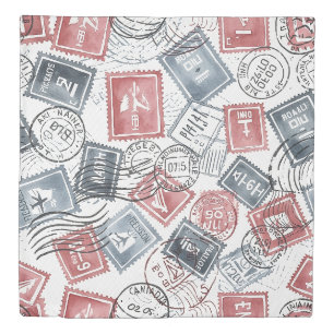 Vintage Postage Stamp Collage Pattern (1) Duvet Cover