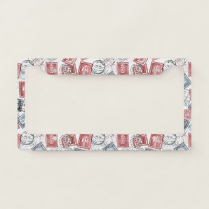 Vintage Postage Stamp Collage Pattern (1) License Plate Frame