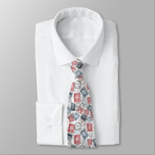 Vintage Postage Stamp Collage Pattern (1) Neck Tie