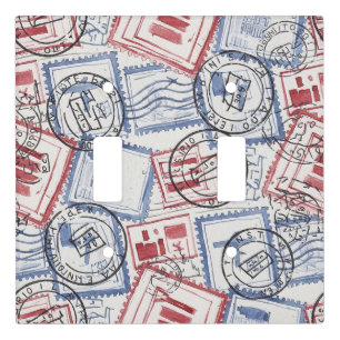Vintage Postage Stamp Collage Pattern (2) Light Switch Cover