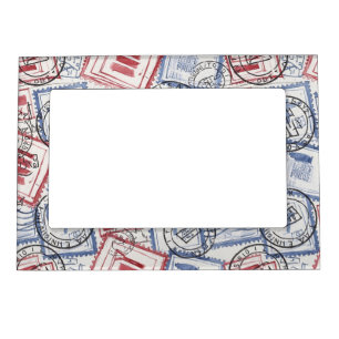 Vintage Postage Stamp Collage Pattern (2) Magnetic Frame