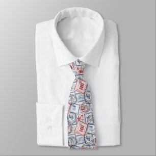 Vintage Postage Stamp Collage Pattern (2) Neck Tie
