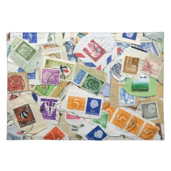 Vintage Postage Stamp Collage Placemat by camcguire at Zazzle