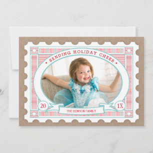 Vintage Postage Stamp Holiday Photo Card