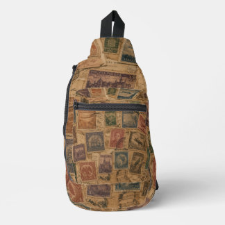 Vintage Postage Stamp Philatelic Ephemera Sling Bag