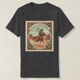 Vintage Postage Stamp Wild West Cowboy T-Shirt