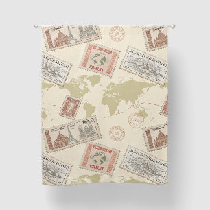 Vintage Postage Stamp World Map Travel (1) Blackout Curtains