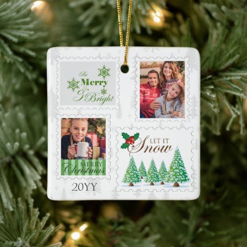 Vintage Postage Stamps 2 Family Photo Ceramic Ornament