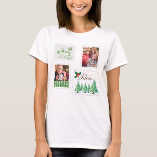 Vintage Postage Stamps 2 Family Photo Christmas T_Shirt