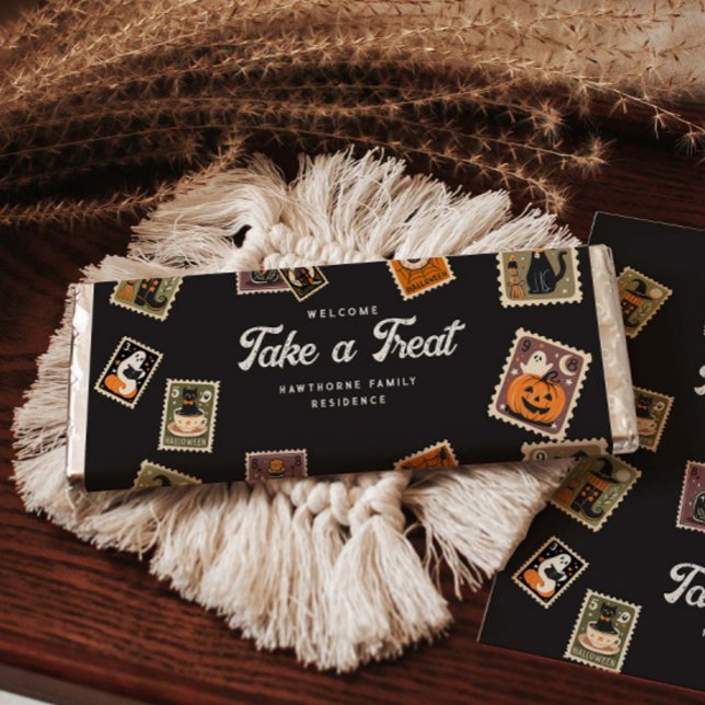 Vintage Postage Stamps Halloween Hershey Bar Favors (Creator Uploaded)