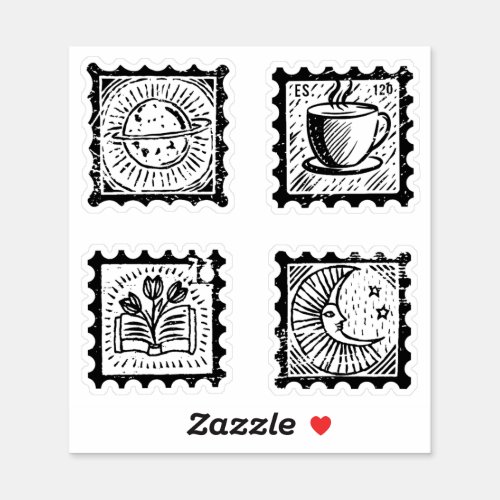 Vintage postage stamps sticker