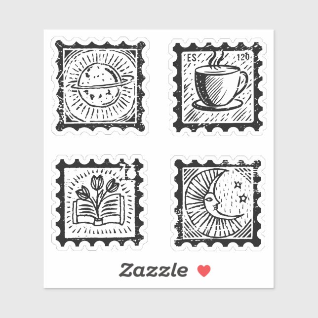 Vintage postage stamps sticker (Sheet)