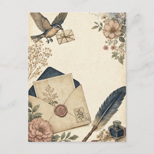 Vintage Postal Correspondence Illustrated Postcard