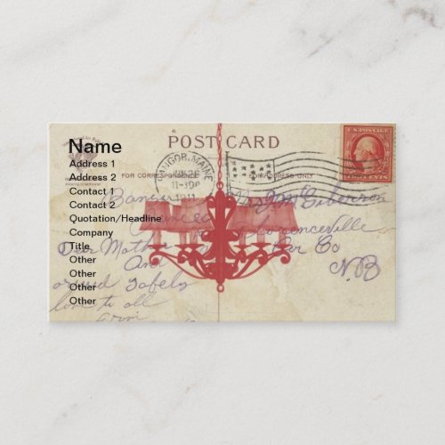 Vintage Postcard and Chandelier Business Card