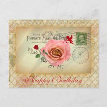 Vintage Postcard Collage Pink Roses And Cupid by MagnoliaVintage at Zazzle