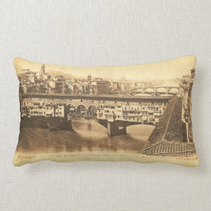 Vintage Postcard, Florence, Italy Lumbar Pillow