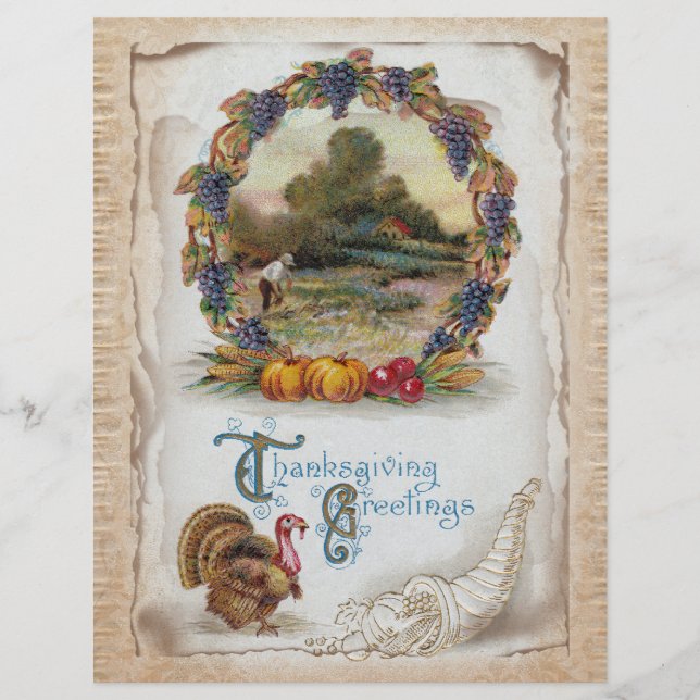 Vintage Postcard Holiday Turkey Flyer (Front)