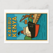 Vintage postcard - Karibu Kenya
