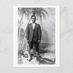 Vintage Postcard Man with Alligator