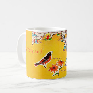 Vintage Postcard Map of Maryland Coffee Mug