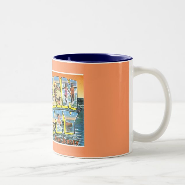 Vintage Postcard Ocean City NJ Two-Tone Coffee Mug (Right)