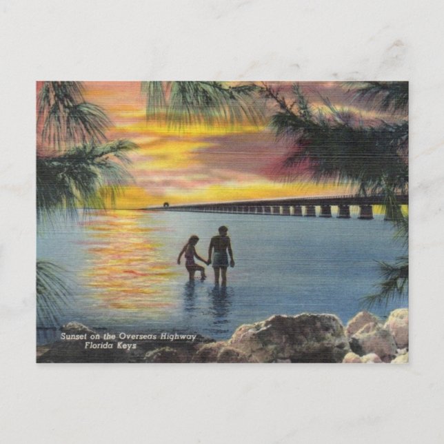Vintage Postcard Overseas Highway Florida Keys (Front)