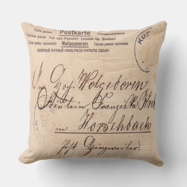 Vintage Postcard Throw Pillow (Front)