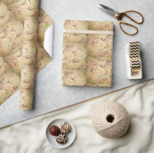 Vintage Postcard Valentine's Day Wrapping Paper