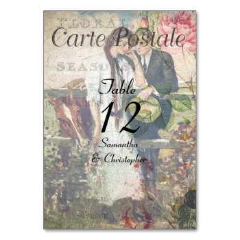 Vintage Postcard Wedding Table Number by personalized_wedding at Zazzle