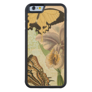 Vintage Postcard with Butterflies and Flowers Carved Maple iPhone 6 Bumper Case