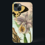 Vintage Postcard with Butterflies and Flowers iPhone 13 Case<br><div class="desc">This print of a vintage postcard with lavender flowers and colorful butterflies was created by Vision Studio. A great piece that would amazing on any wall. Order yours today!</div>