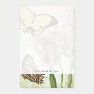 Vintage Postcard with Butterflies and Flowers Post-it Notes