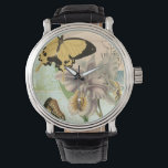 Vintage Postcard with Butterflies and Flowers Watch<br><div class="desc">This print of a vintage postcard with lavender flowers and colorful butterflies was created by Vision Studio. A great piece that would amazing on any wall. Order yours today!</div>