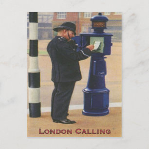Vintage Postcard With London Police Calling