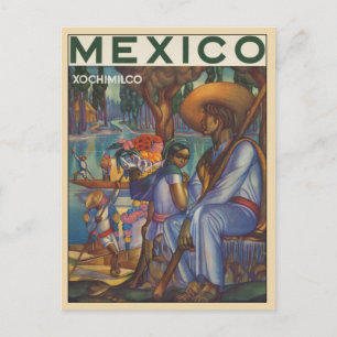 Vintage Postcard With Mexican Poster Print
