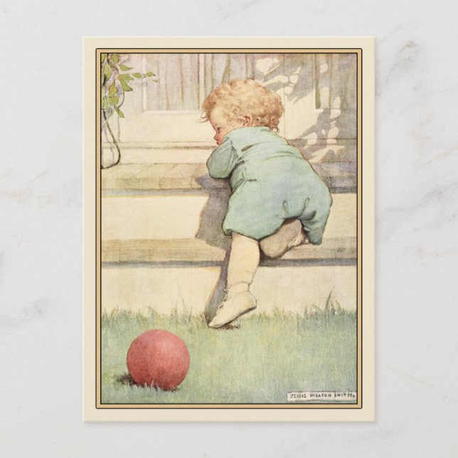 Vintage Postcard with Sweet Baby Illustration (Front)