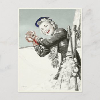 Vintage Postcard With Winter Vacation Print by cardland at Zazzle