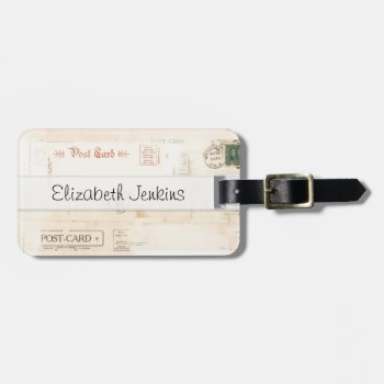 Vintage Postcards Stitched Vellumn Luggage Tag by MarceeJean at Zazzle