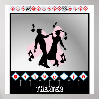 Vintage Poster 50s Drive In Theater Rock and Roll