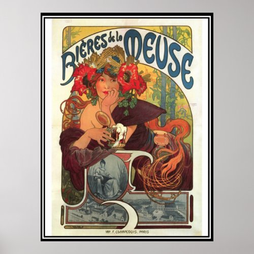 Vintage Poster Alphonse Mucha Beer Ad