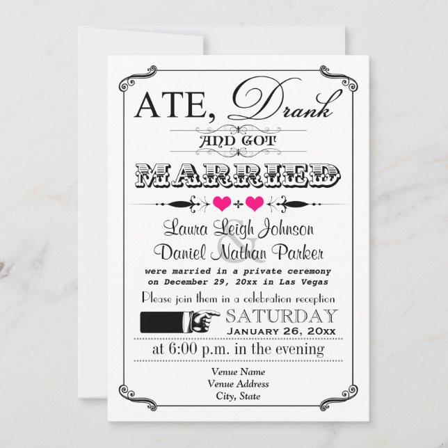 Vintage Poster and Chalkboard Wedding Invitation 4 (Front)