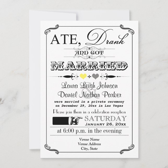 Vintage Poster and Chalkboard Wedding Invitation 8 (Front)