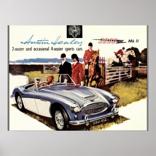 VINTAGE POSTER _ AUSTIN HEALEY 3000