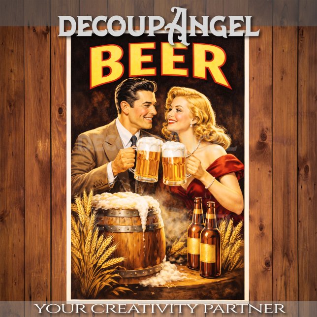 Vintage Poster Beer Celebration Decoupage Tissue Paper (Creator Uploaded)