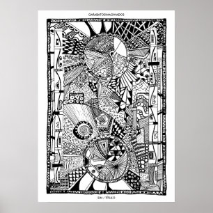 Vintage Poster Black and White Drawings